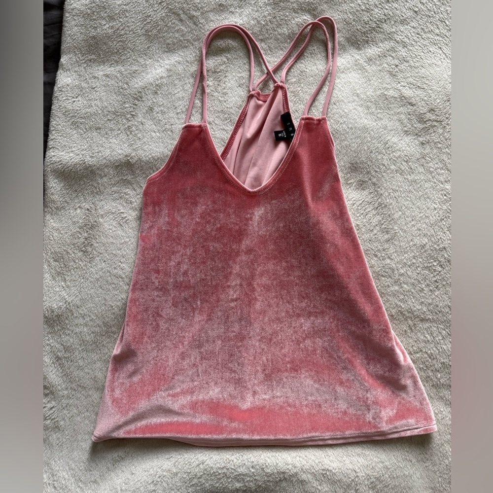 Snap Pink Velvet Camisole Top